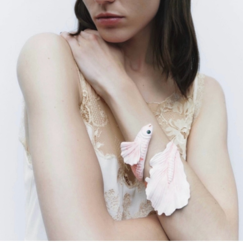 Zara limited edition pink fish bracelet arm cuff